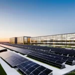 Home 17 넷제로 경제 모델의 탄소 배출 감축 목표 - The office features sleek, sustainable design elements such as abundant natural light, integrated ve...