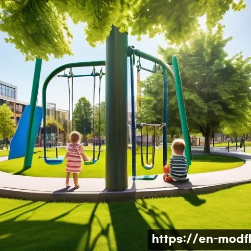 Home 27 넷제로 전환의 사회적 가치 창출 - **Vibrant Urban Oasis: Children and Families Enjoying Clean Air**
A bright, wide-angle shot of a...