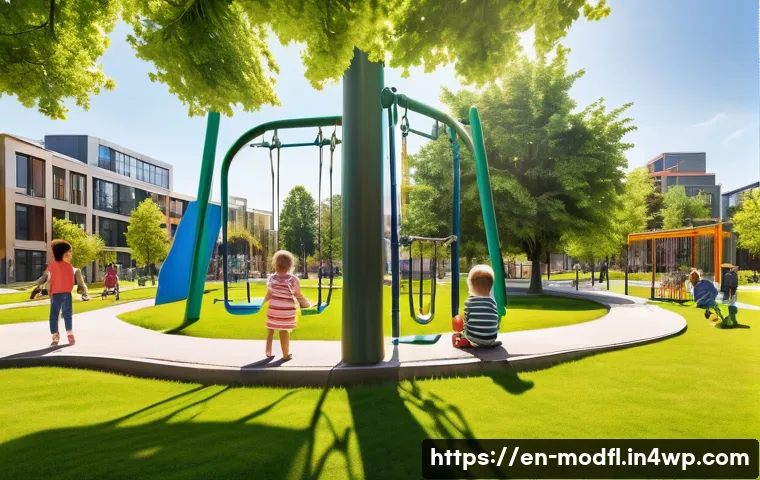 넷제로 전환의 사회적 가치 창출 - **Vibrant Urban Oasis: Children and Families Enjoying Clean Air**
A bright, wide-angle shot of a...