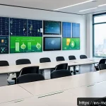 Home 18 넷제로 전환의 경제적 이점 - A modern corporate research lab filled with diverse scientists and engineers collaborating on green ...